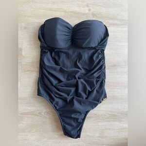 Lua Morena Brazilian Dtrapless Black swimsuit Vacation Swimwear SZ L